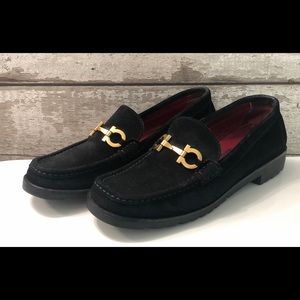 Salvatore Ferragamo Black Suede Sports Loafers